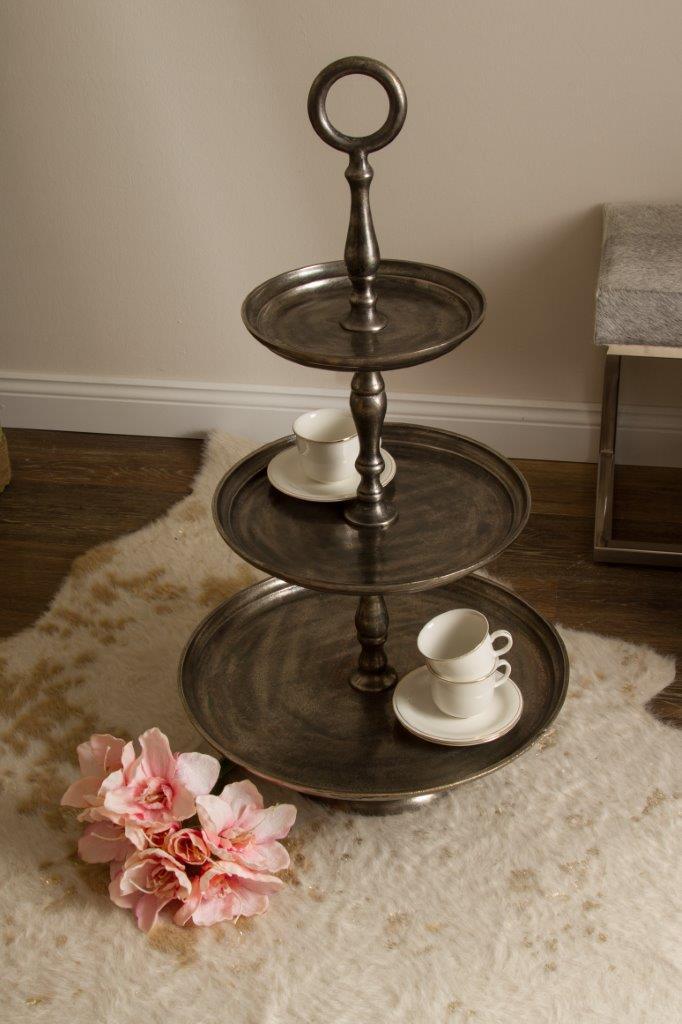 Etagere ETAGA - silberfarben - Metall - 3 Ebenen