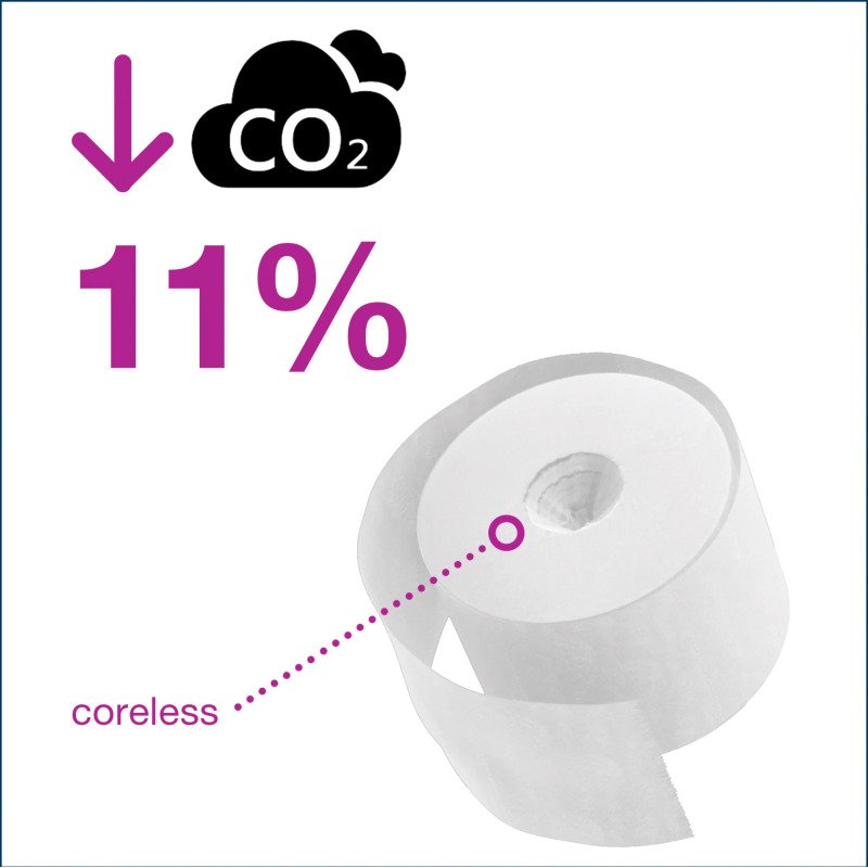 Distributeur pour papier toilette rouleau mid-size sans mandrin blanc Tork T7
