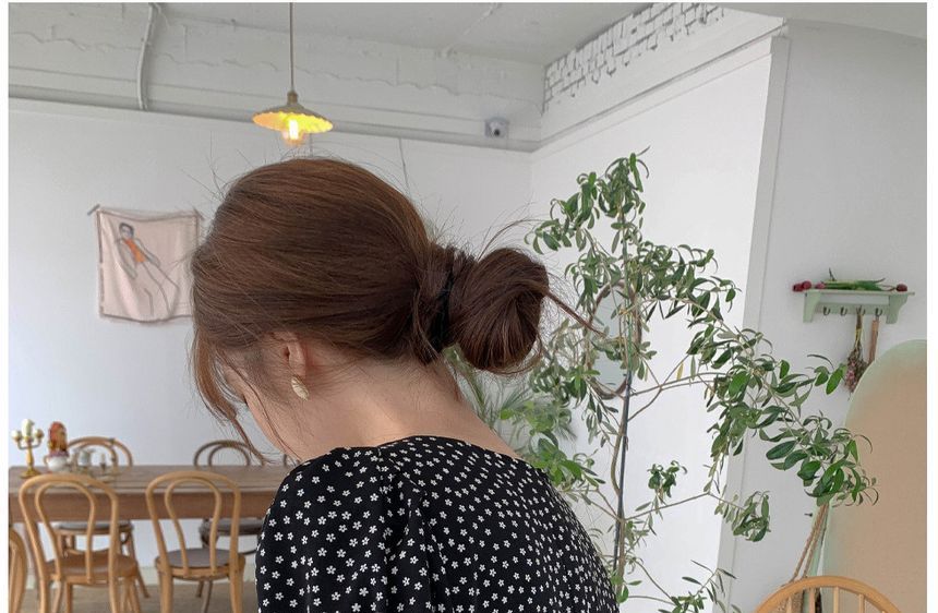 Brigitte - Maxi-jurk met pofmouwen en sweetheart-hals en bloemenprint van chiffon