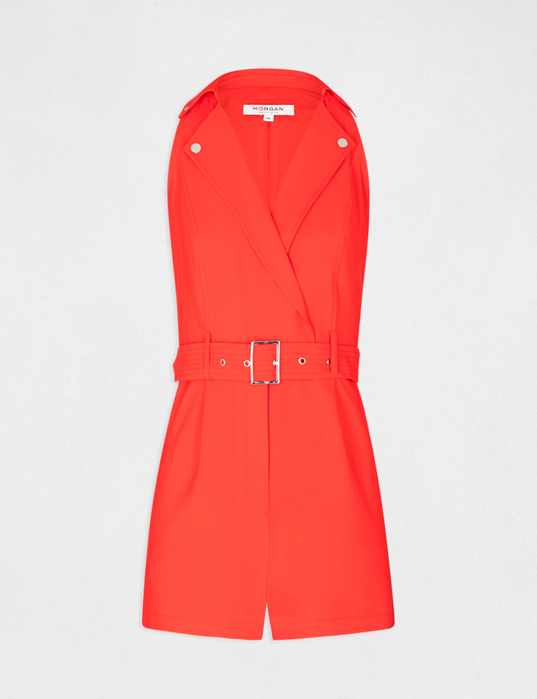 Combinaison droite ceinturée rouge femme - rouge