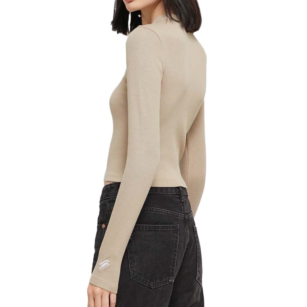 Superdry T-shirt Beige Femme Superdry Emb Fitted Top