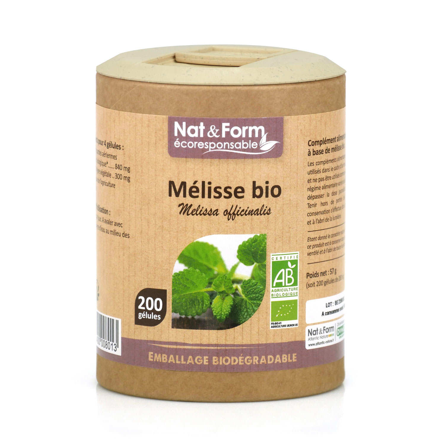 Mélisse bio - 200 gélules de 285mg