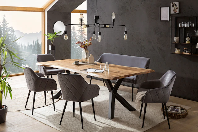 SalesFever Eckbankgruppe »Eckbankgruppe im Landhausstil« Set, 6 Stk. tlg. Rückenfläche mit aufwändiger Rautensteppung