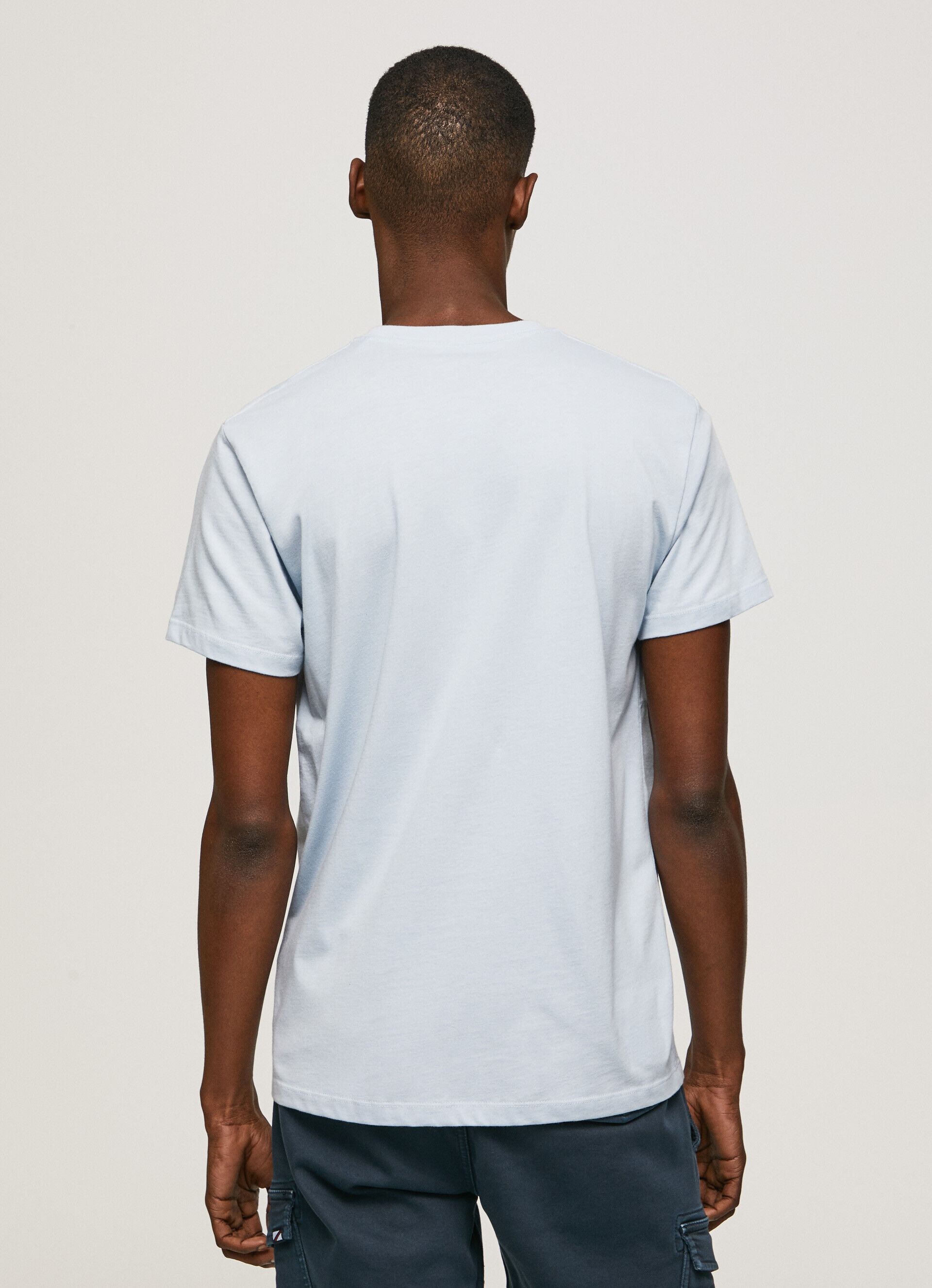Camiseta de algodão com logo estampado - azul claro