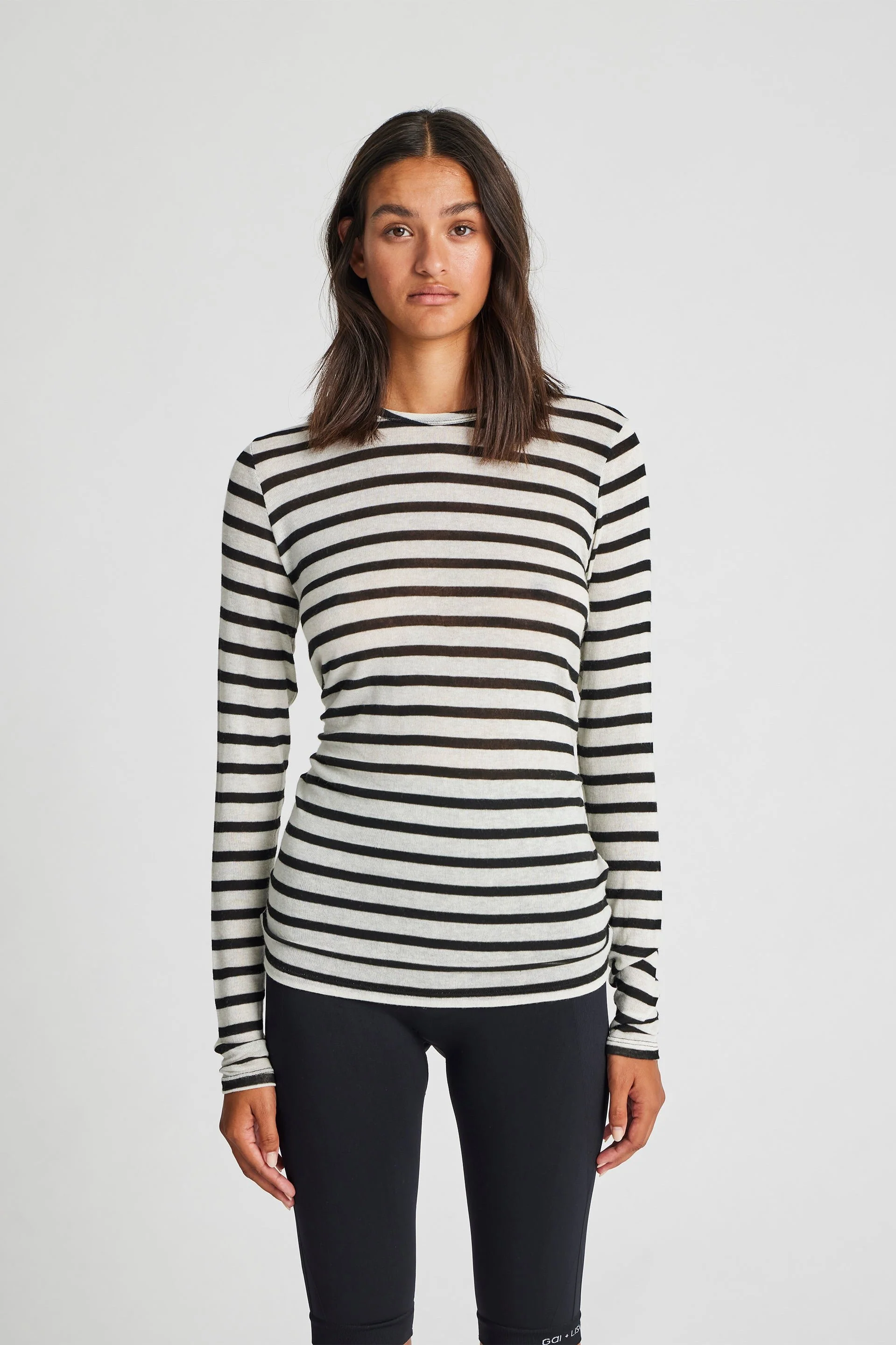 Gai+Lisva  Thyra Wool langærmet t-shirt - Ecru Sailor Stripe