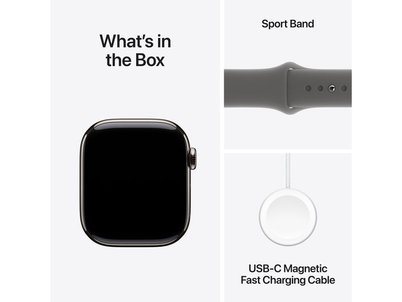 Apple Watch Series 10 42 mm LTE Titanium Stone Grey Sport M Eine glatte Zehn