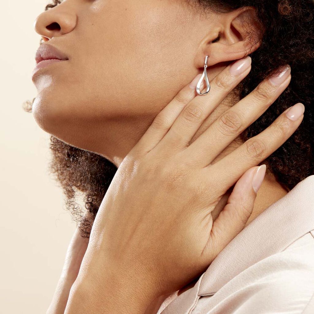 Boucles D'oreilles Pendantes Sila Argent Blanc