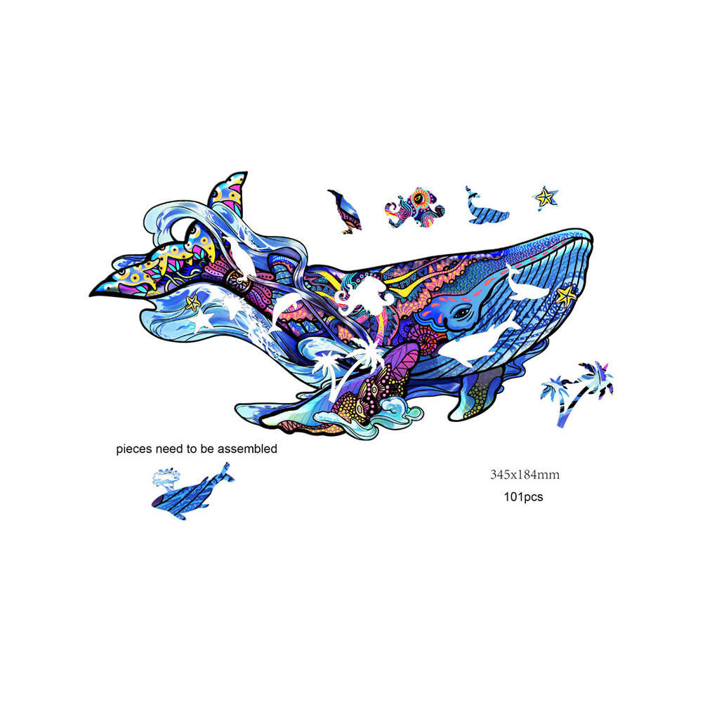 Rainbow Puzzle en bois - Baleine - 125 pièces