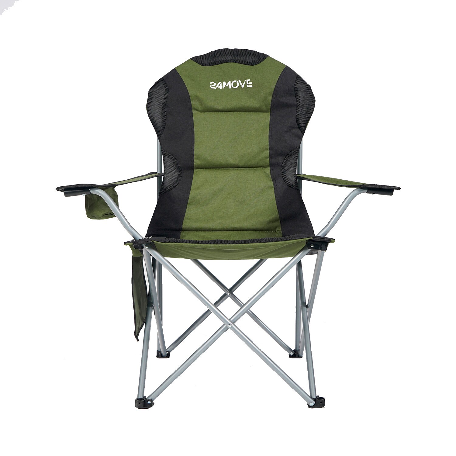 24MOVE® Campingstuhl Salvador faltbar Camping Klappstuhl gepolstert inkl. Tragetasche, bis 150kg belastbar, grün