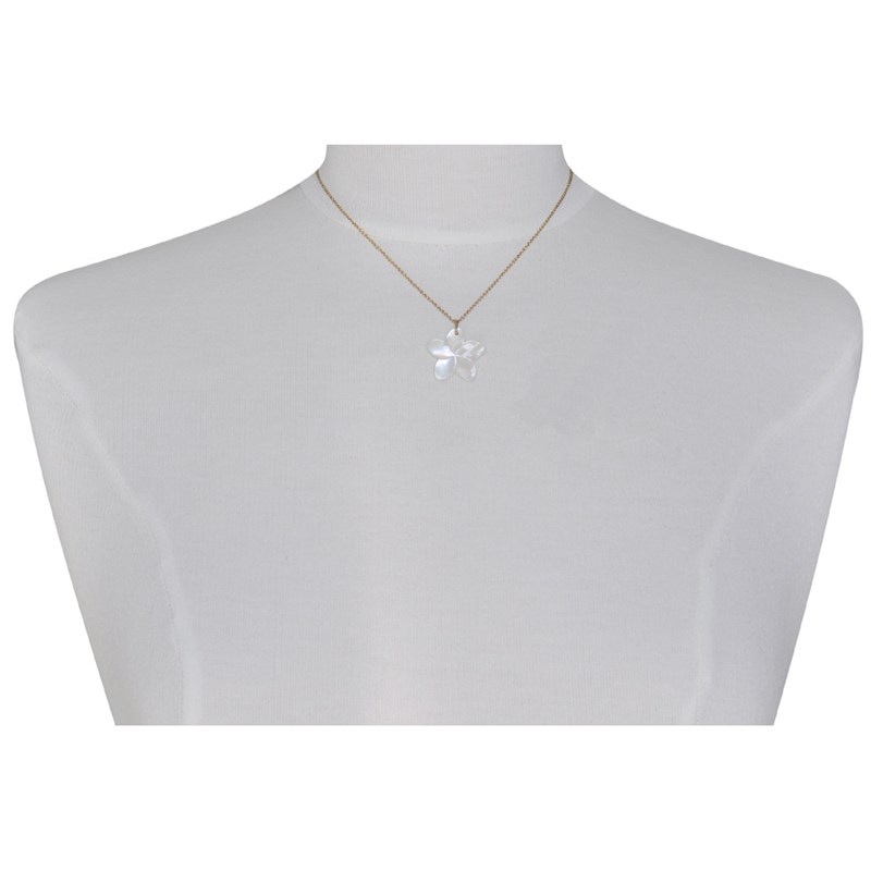 Pendentif Plaqué Or Fleur de Frangipanier en Nacre