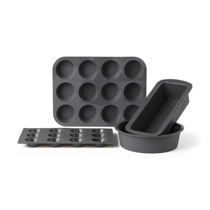 Cupcakevorm siliconen - grijs - 33x25x3 cm