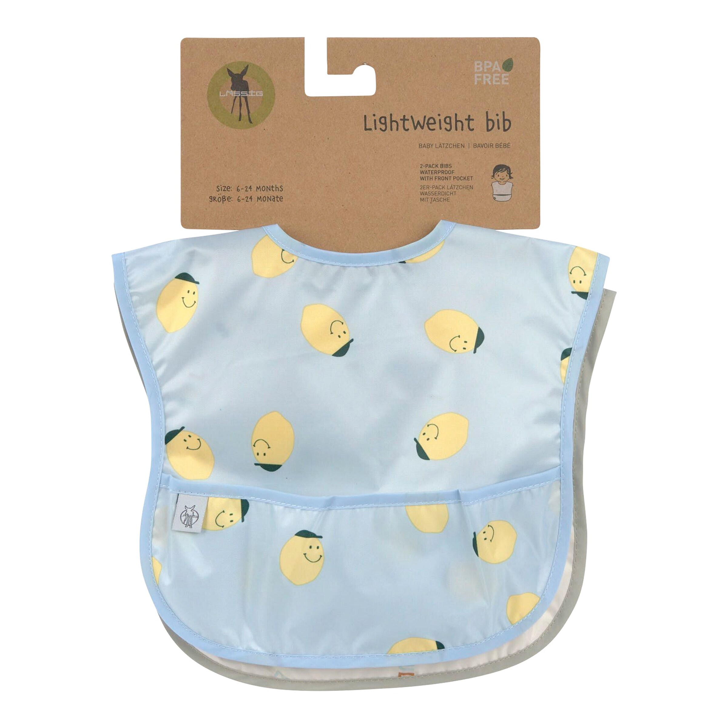 Lässig 2er-Pack Lätzchen mit Auffangschale lemon