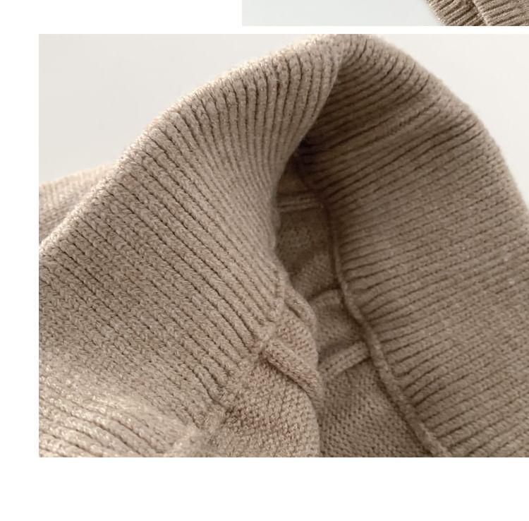 Beaustreet - Elastische taille, effen kabelgebreide broek met wijde pijpen