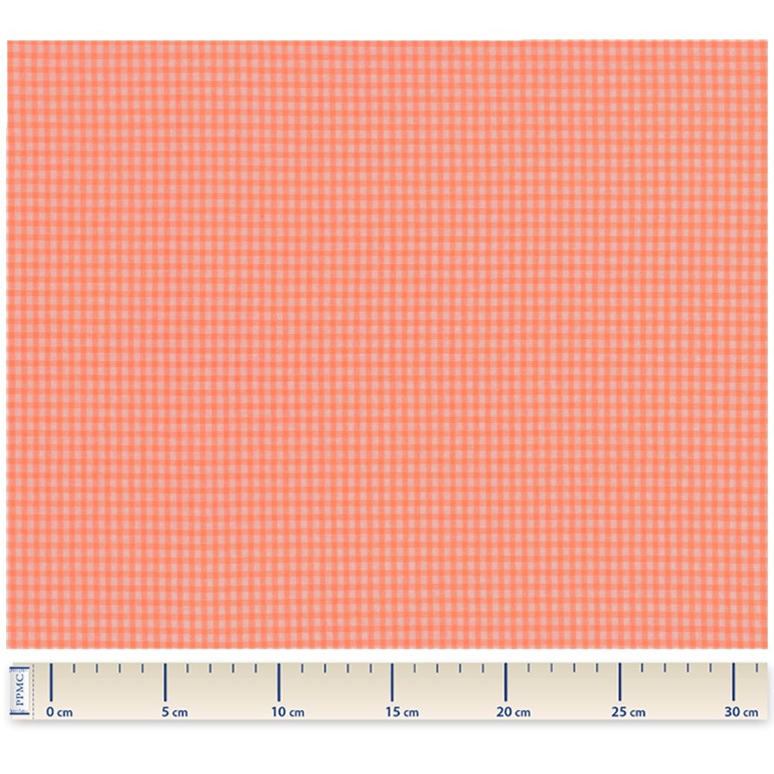 Tissu Coton Au Mètre Vichy Orange Fluo