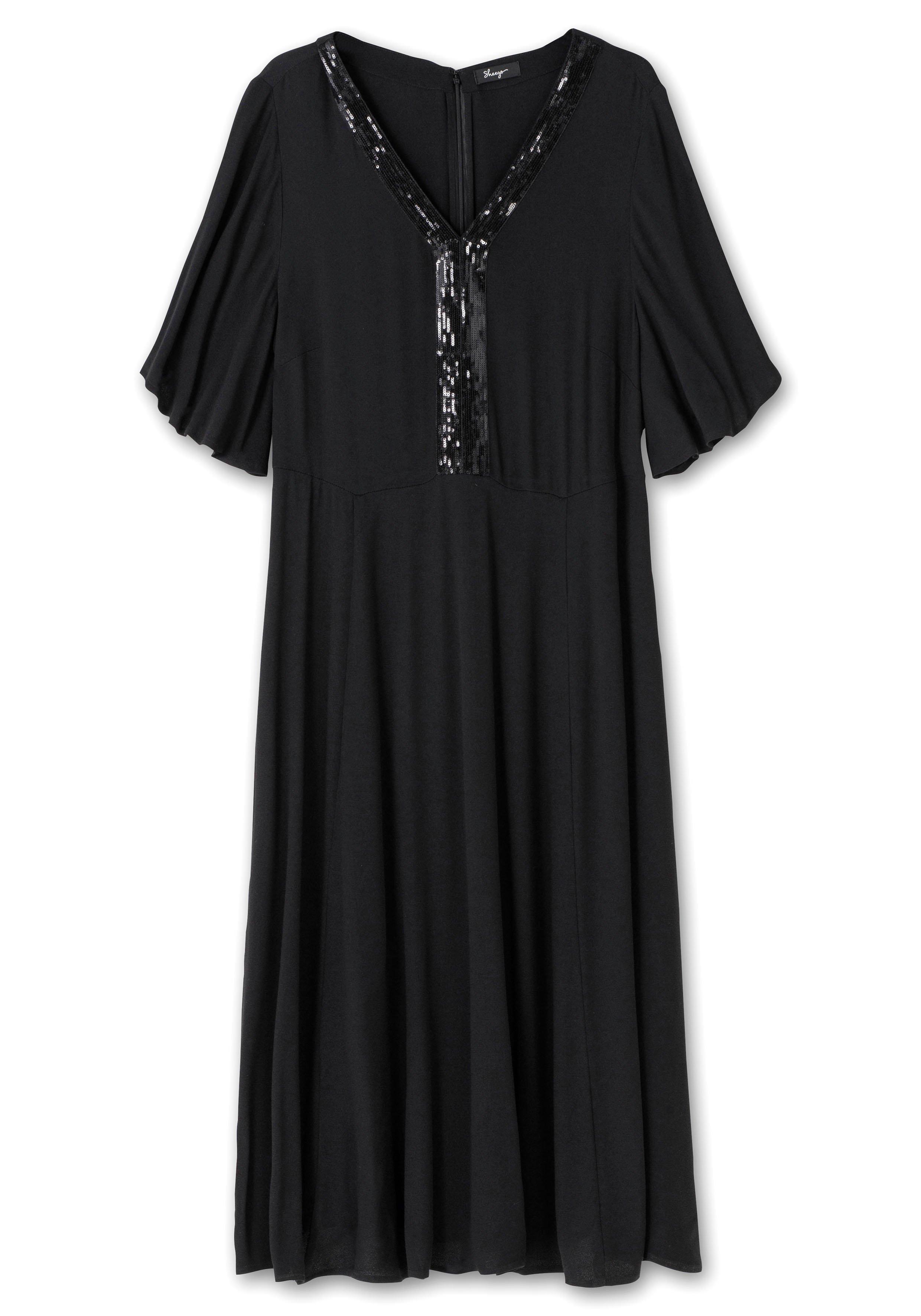 Abendkleid mit Pailletten am V-Ausschnitt