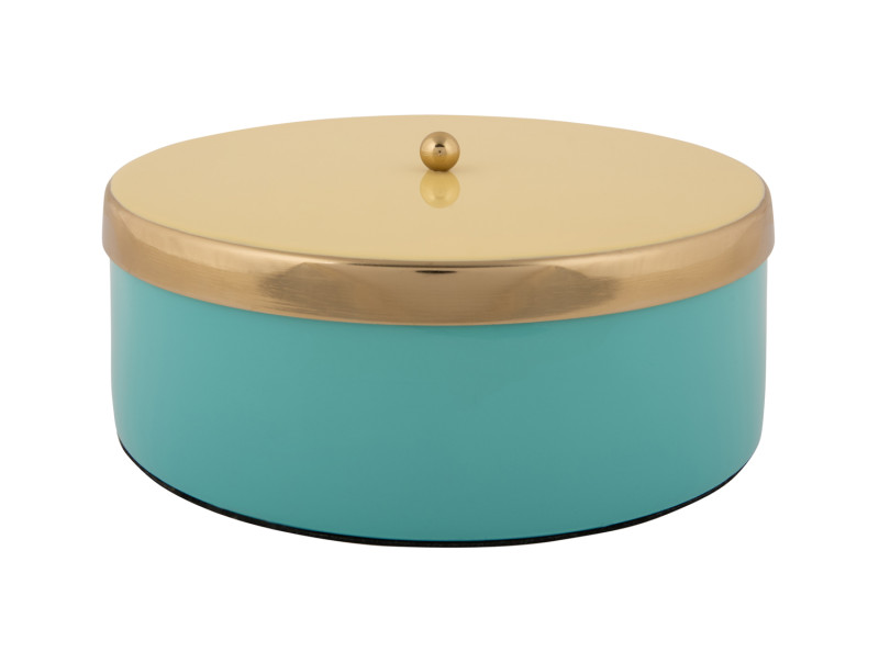 Storage Box Double Funky Large PT4254BL Turquoise blue & soft yellow