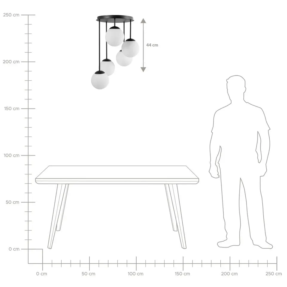 RIANA - Plafondlamp 5 lichten - Zwart - IJzer