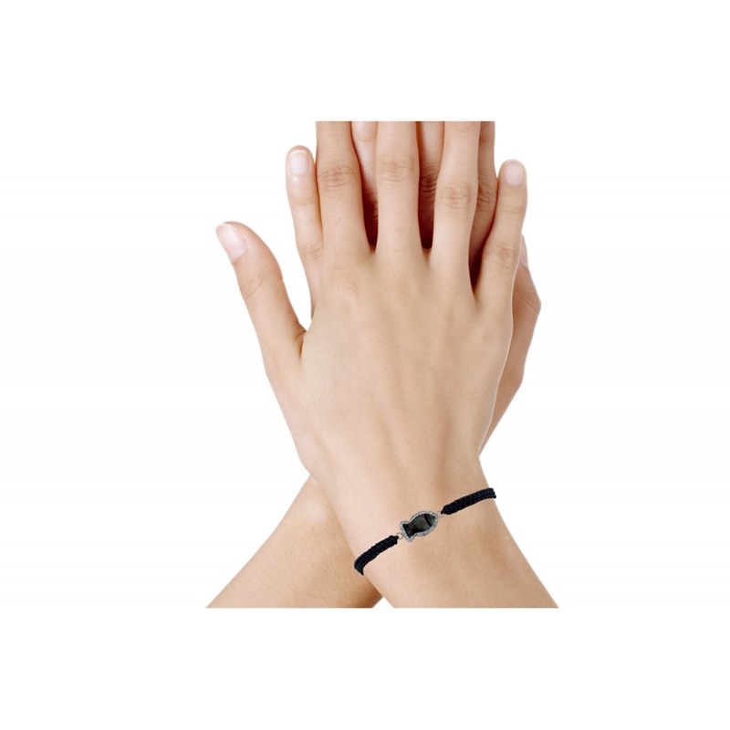 Bracelet Poissson de Nacre et Strass Lien Tréssé Gris