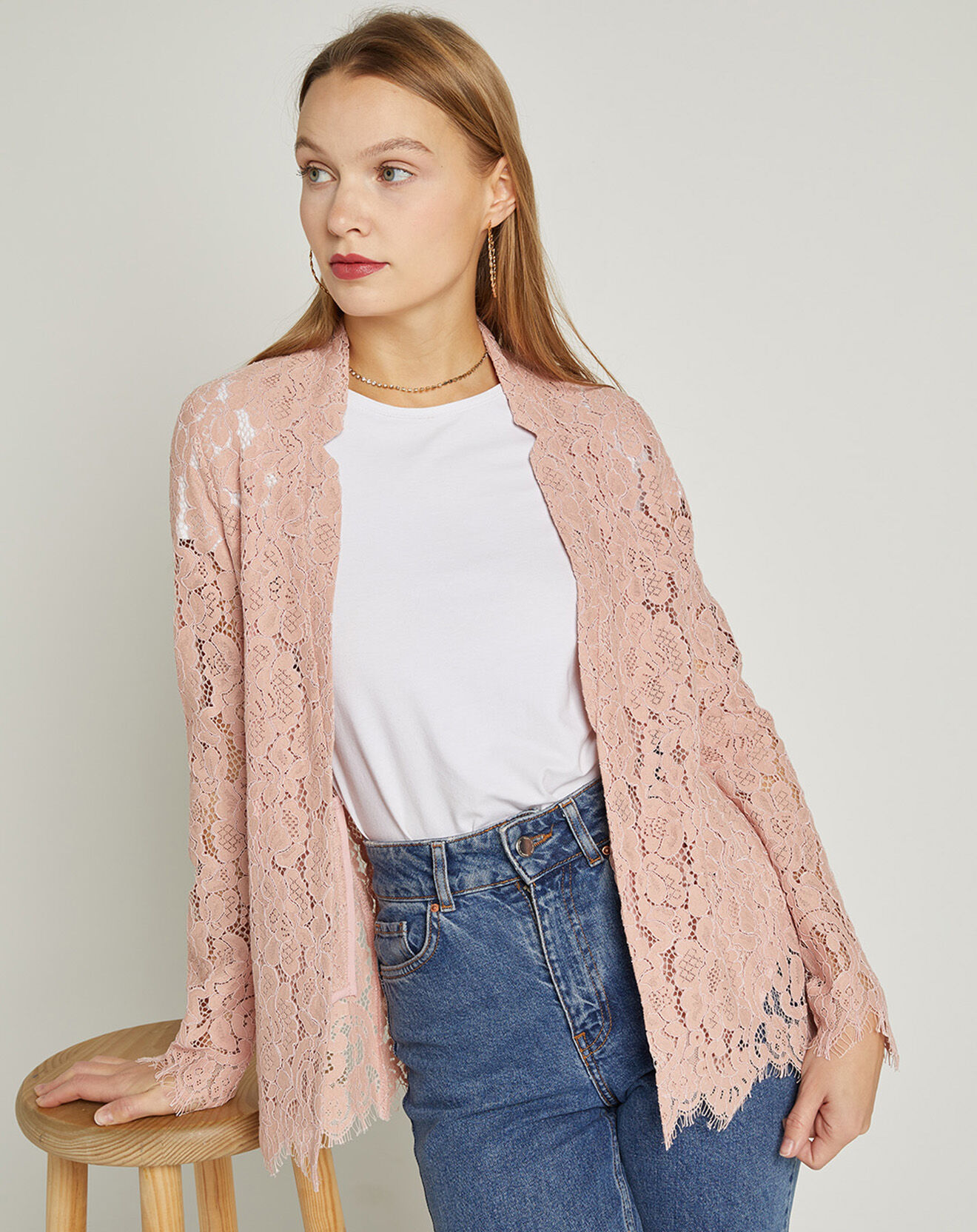 MAX&MOI Veste en dentelle Photo rose