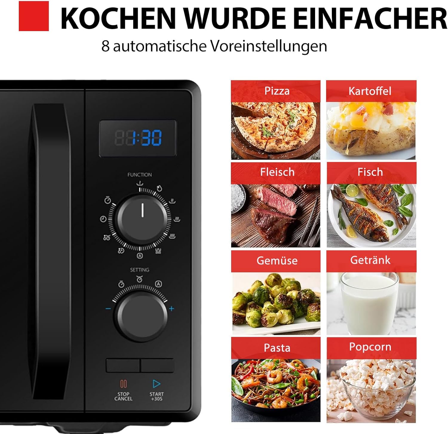 Toshiba MW2-AG23PF(BK) Mikrowelle / 3-in-1 Mikrowelle mit Grill & Kombi-Funktion/Freistehend / 23L / 900W / 1000W Grill/energiesparender ECO-Funktion/Drehteller mit Positionsspeicher/Schwarz