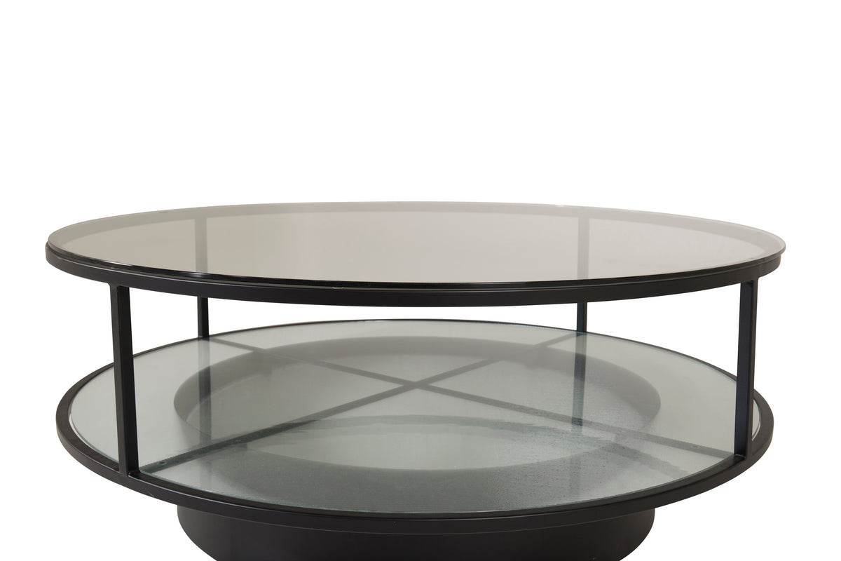 Hobro Salontafel - Ø100 cm - Zwart met Glas