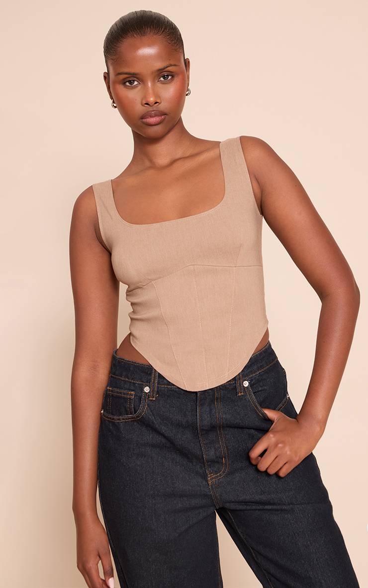 Champignon Top Corset Tissé Extensible À Encolure Carrée