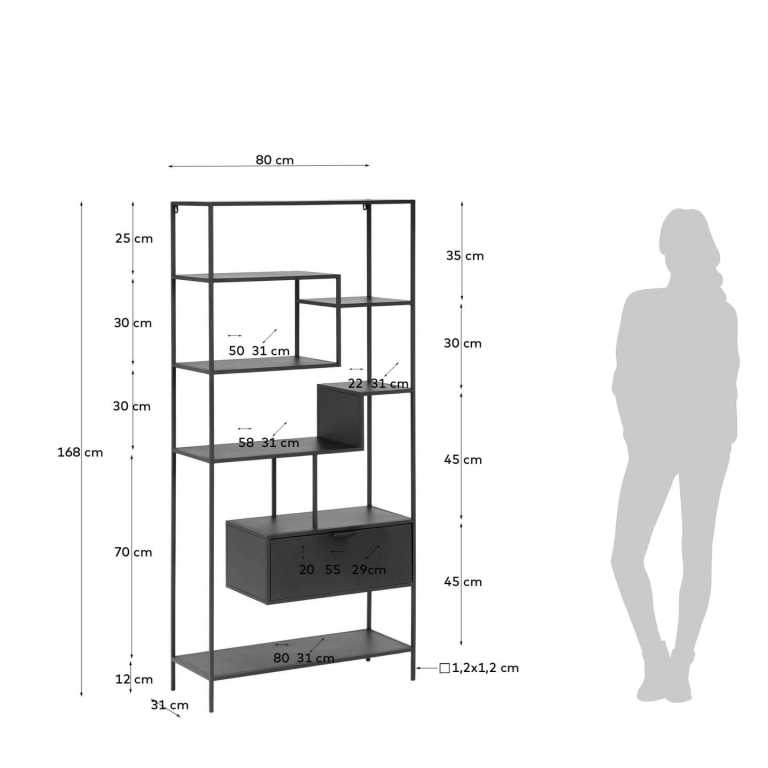 Kave Home Shantay stellingkast 80x168 zwart