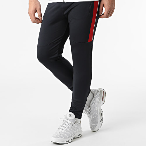 Ensemble De Survetement Training Avec Bande Mesh 0052 Bleu Marine Blanc