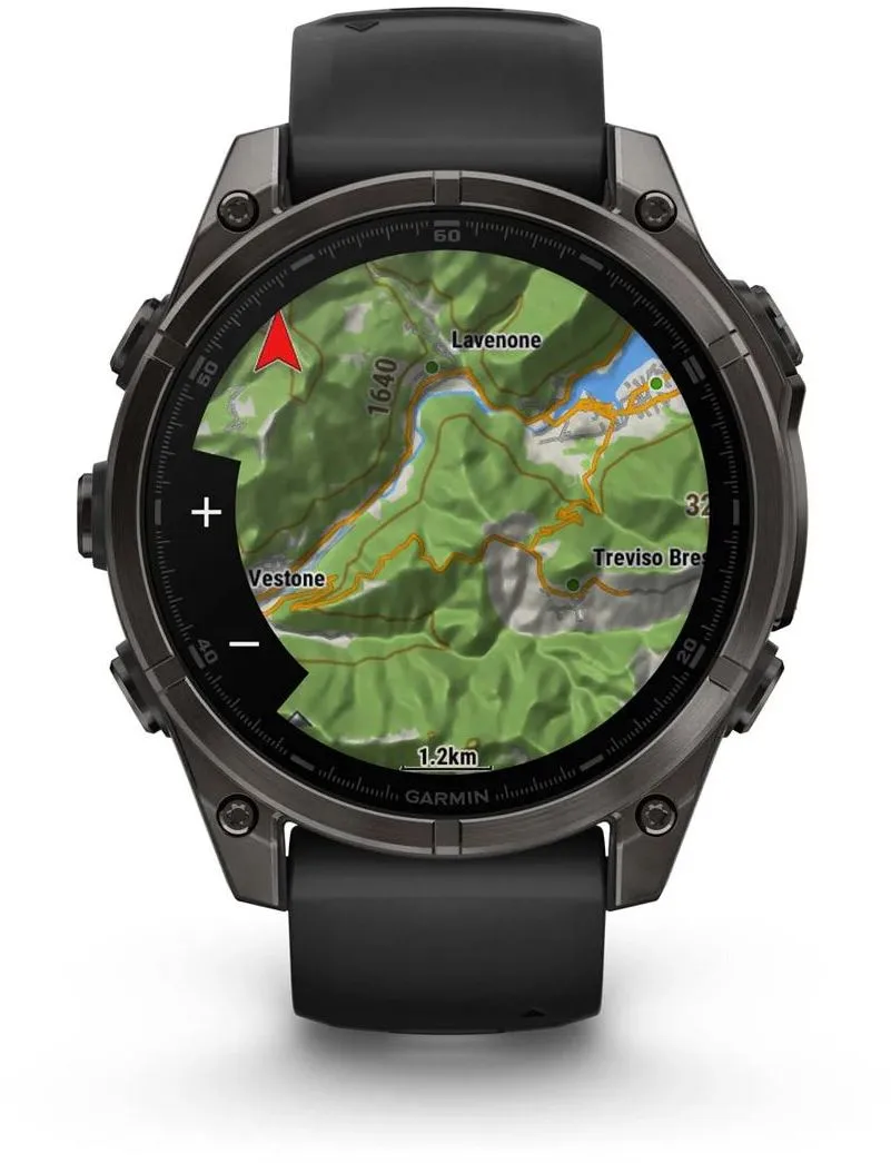 Garmin Fenix 8 Amoled 47mm, Sapphire Carbon Gray DLC Titanium - Black/Pebble Grey Silicone Strap