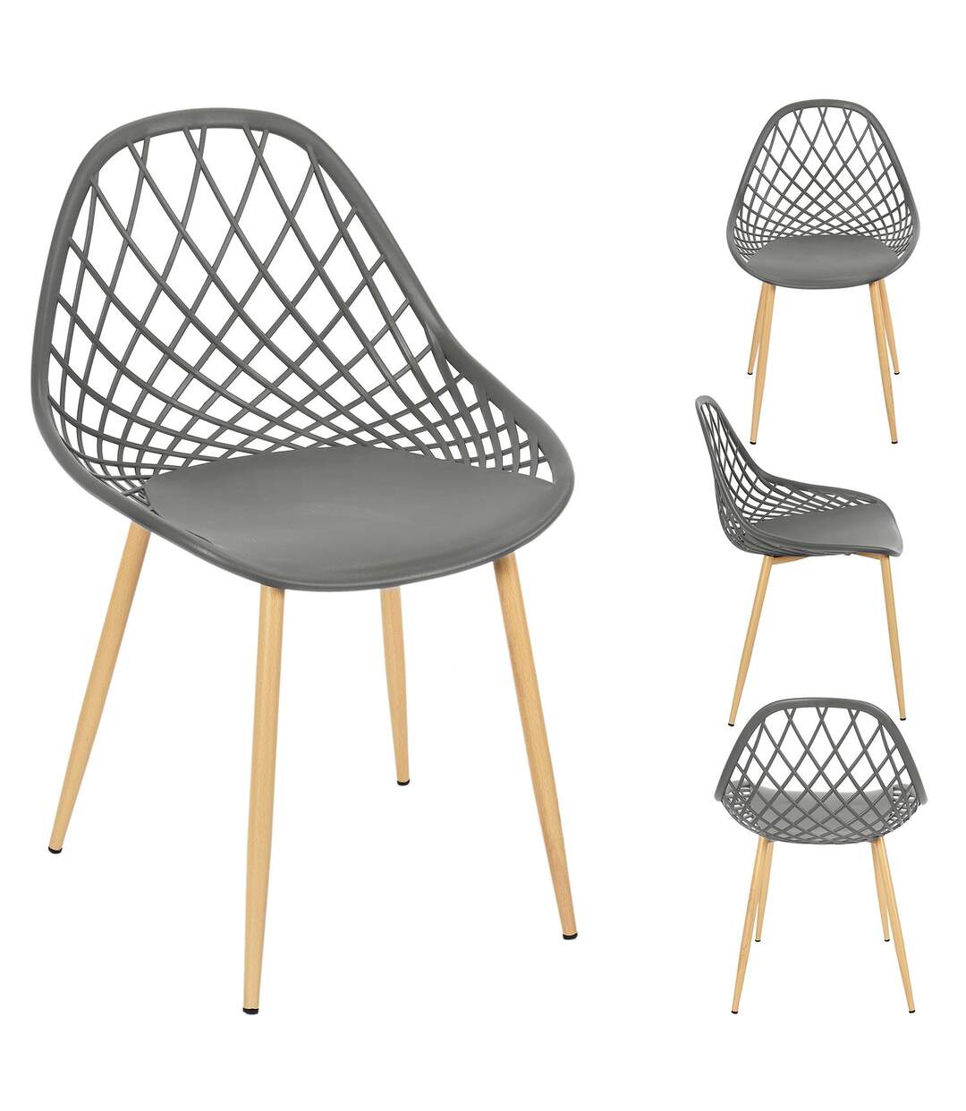Lot de 4 chaises d'extérieur Malaga en polypropylène - Gris