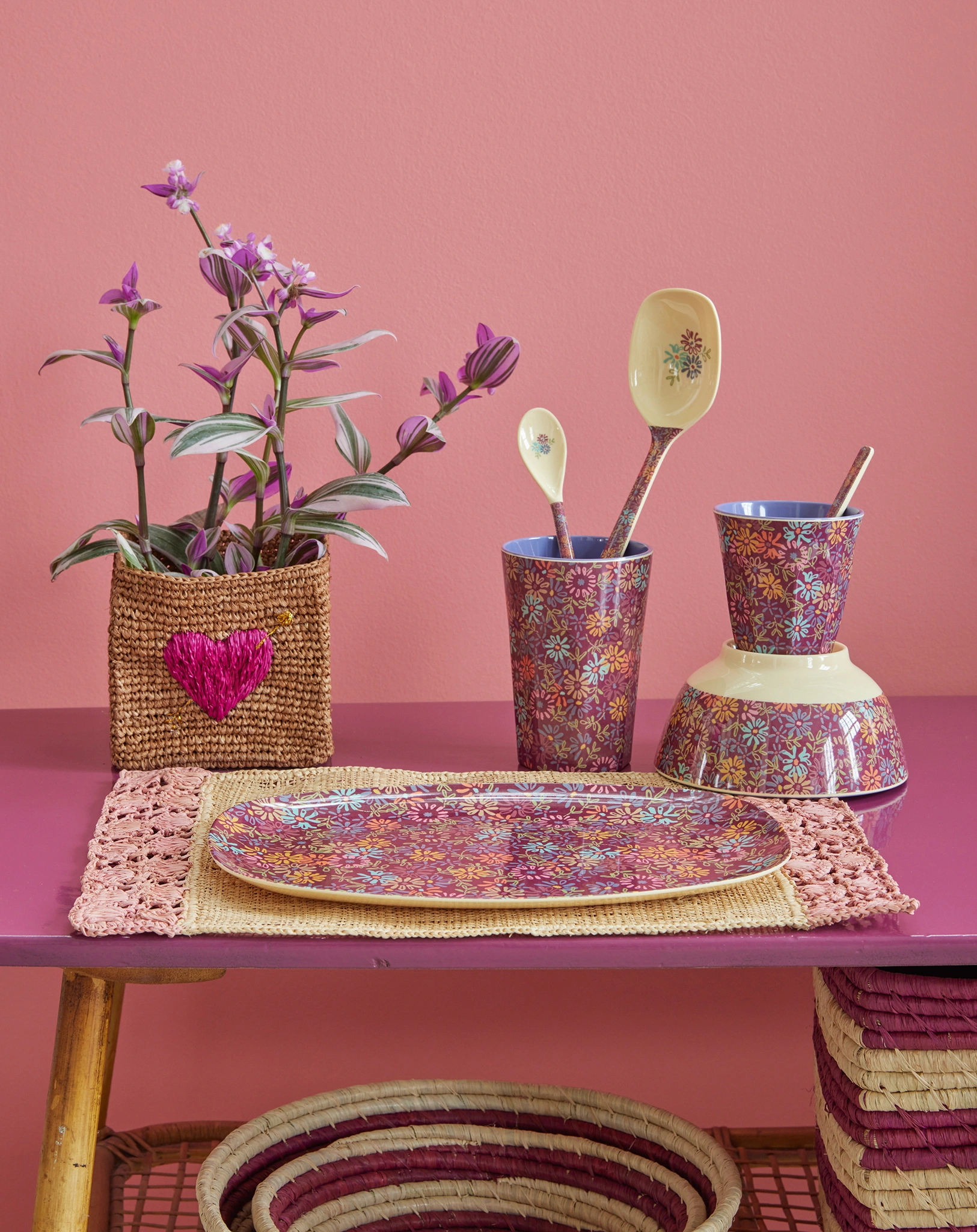 Melamin-Trinkbecher WILD VINTAGE FLOWER - TWO TONE medium in purple