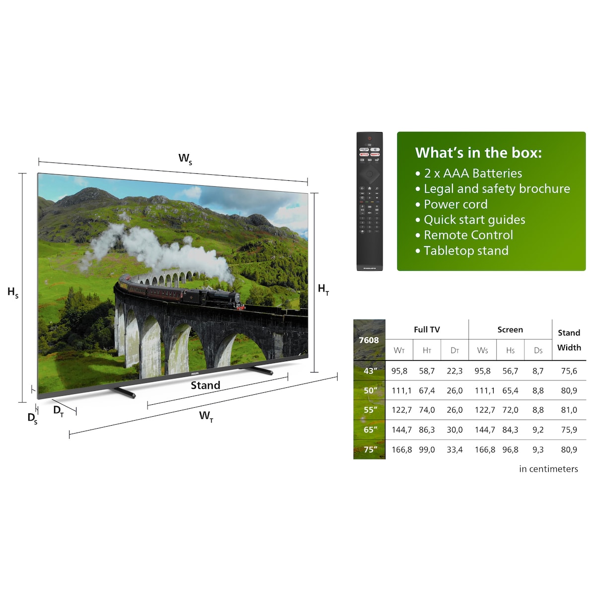 Philips 43” PUS7608 4K LED Smart TV (2023)