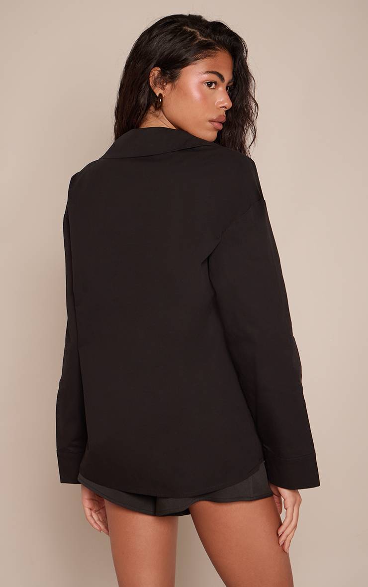 Noir Chemise Surdimensionnée À Boutons Contrastés