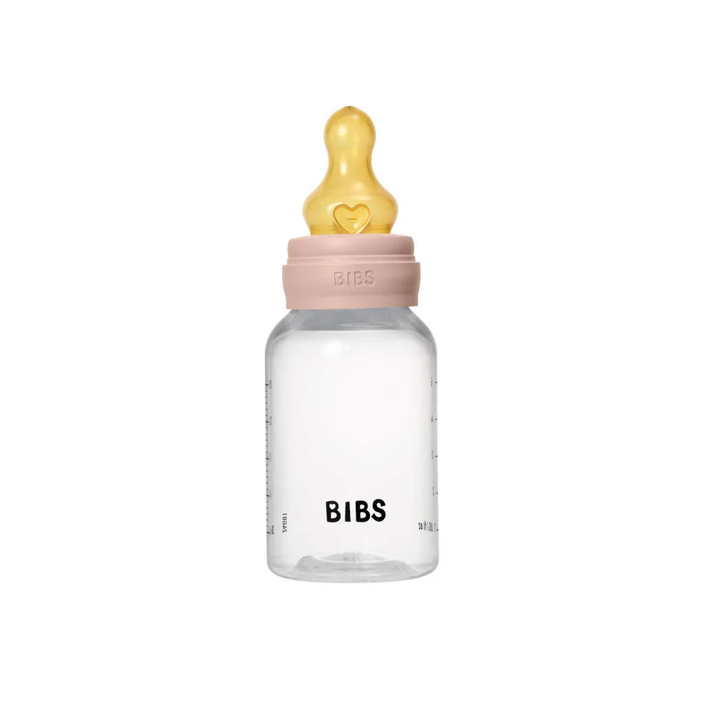 BIBS Babyfles 150 ml - Blush - met latex speen en opvouwbare trechtertje
