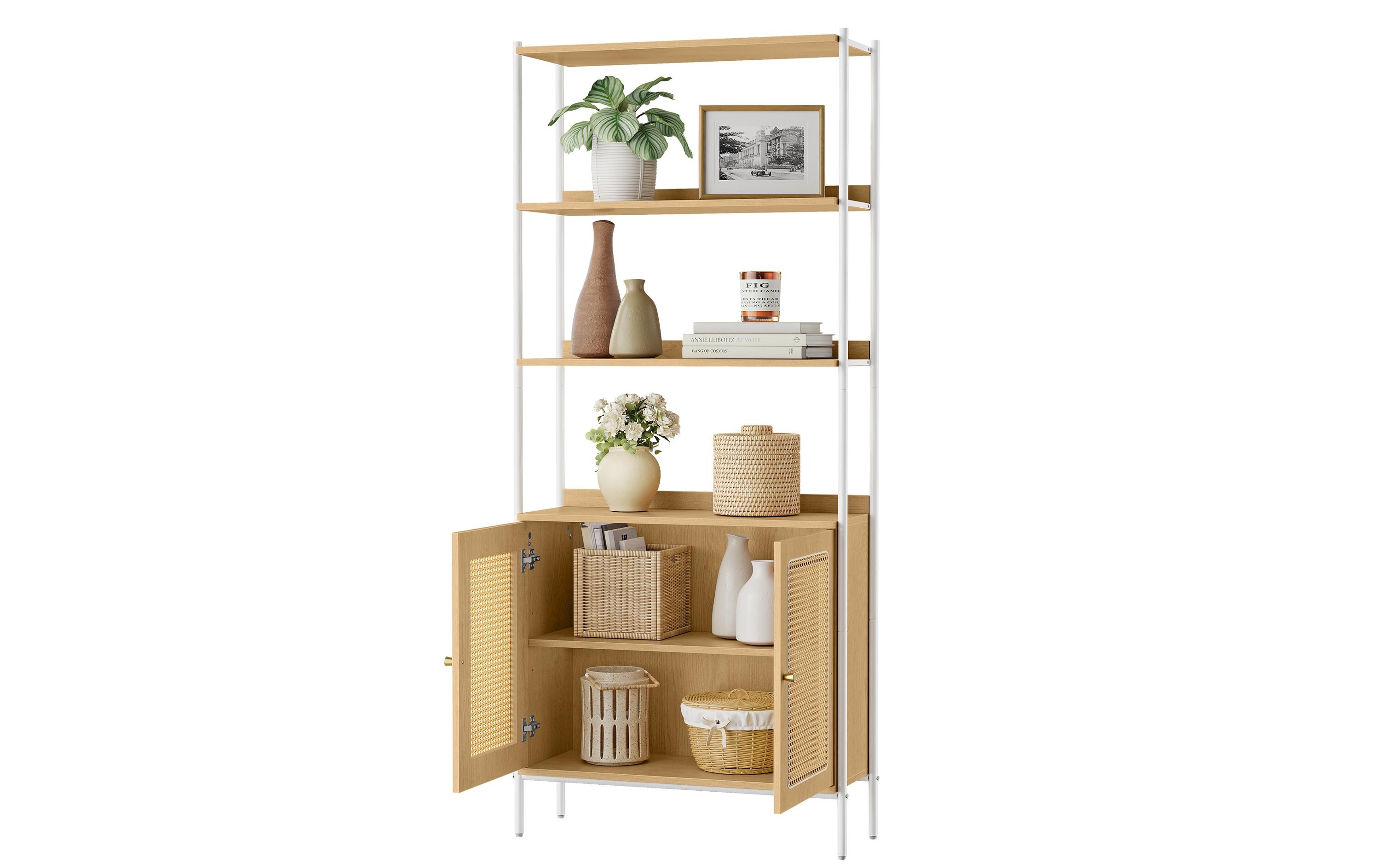 Regal mit 6 Ebenen 76.4 cm x 174.7 cm, Eiche/Perlweiss<br>Bücherregal