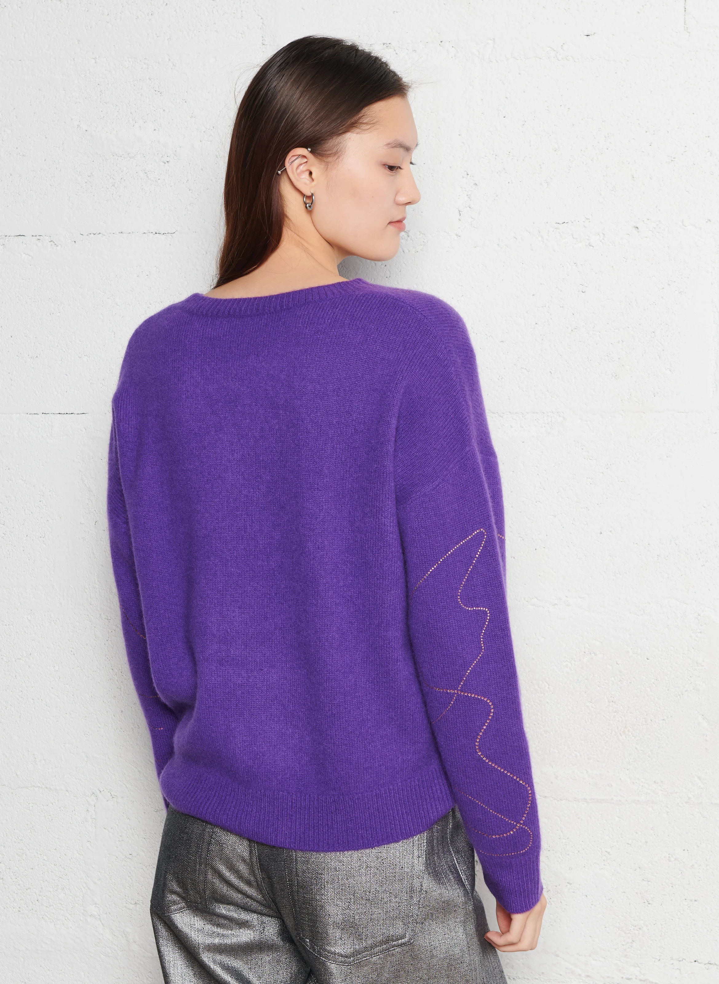 APOLLO - Pull droit à strass| Violet