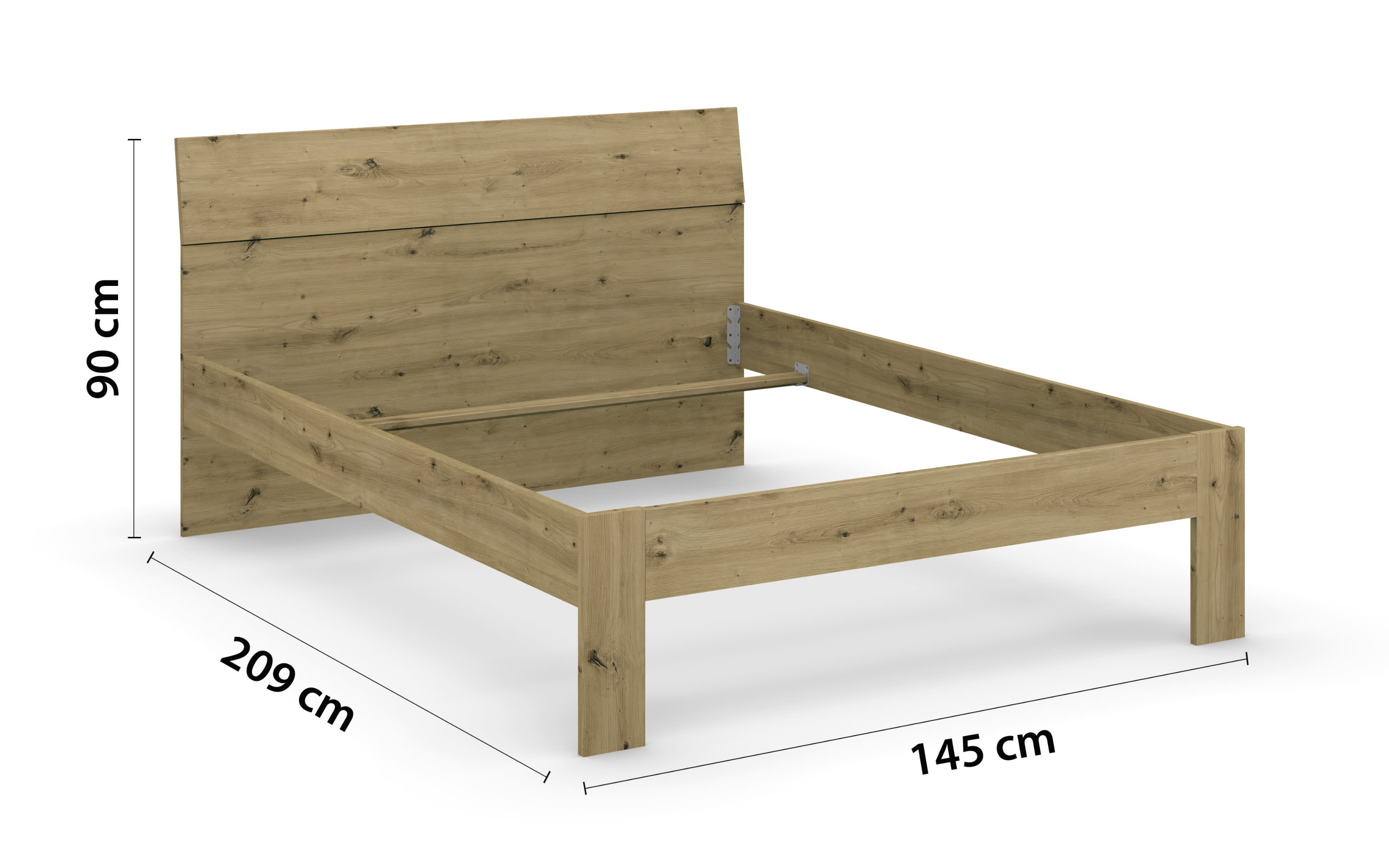 Bett 605QAllrounder, Eiche Artisan-Nachbildung, 140 x 200 cm