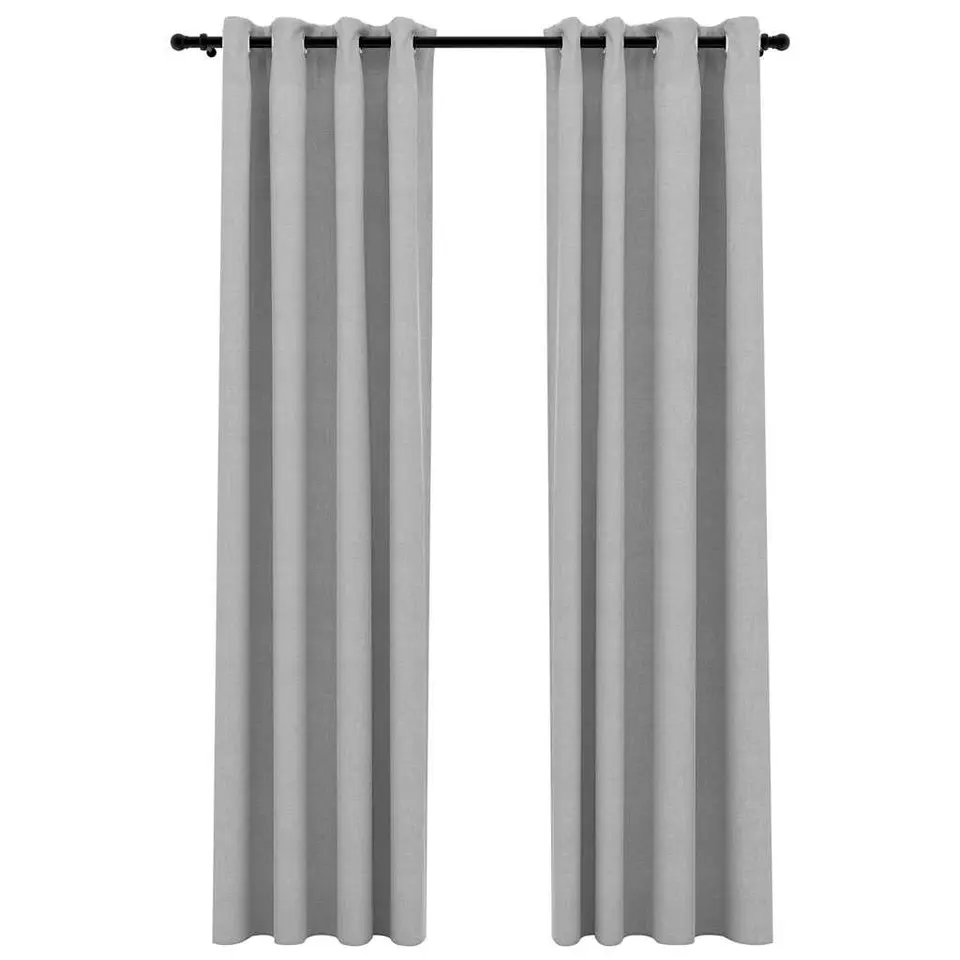 vidaXL - Gordijn - Grijs - Stof - 140 x 245 cm - 2 stuks