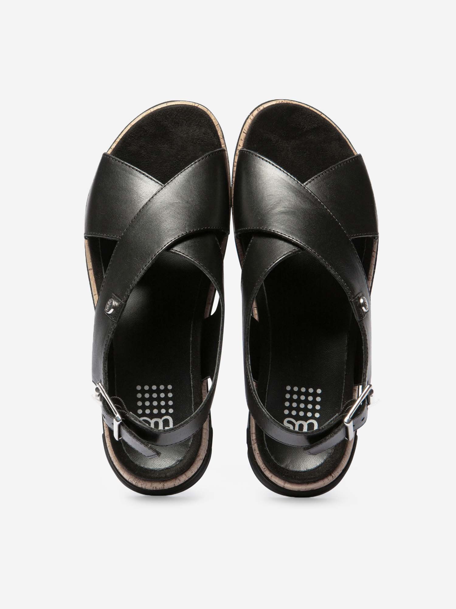 Sandales Femme Semelle Mi-Haute Cuir Noir