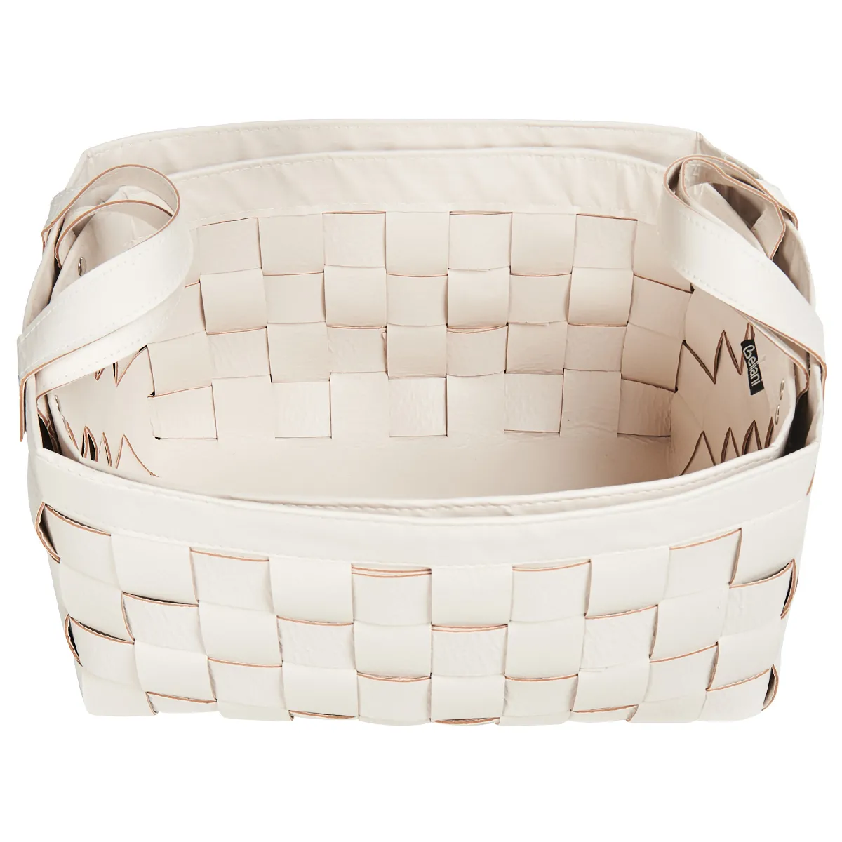Beliani SIPPAR - Lot de 2 paniers en cuir PU blanc crème