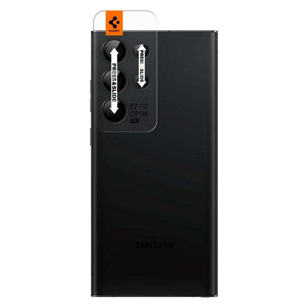 (2er Set) Samsung Galaxy S23 Ultra 5G Glas Tr EZ Fit Optik Kamera Objektiv Protector Panzer Glas Case Friendly mit Rahmen (AGL05950)