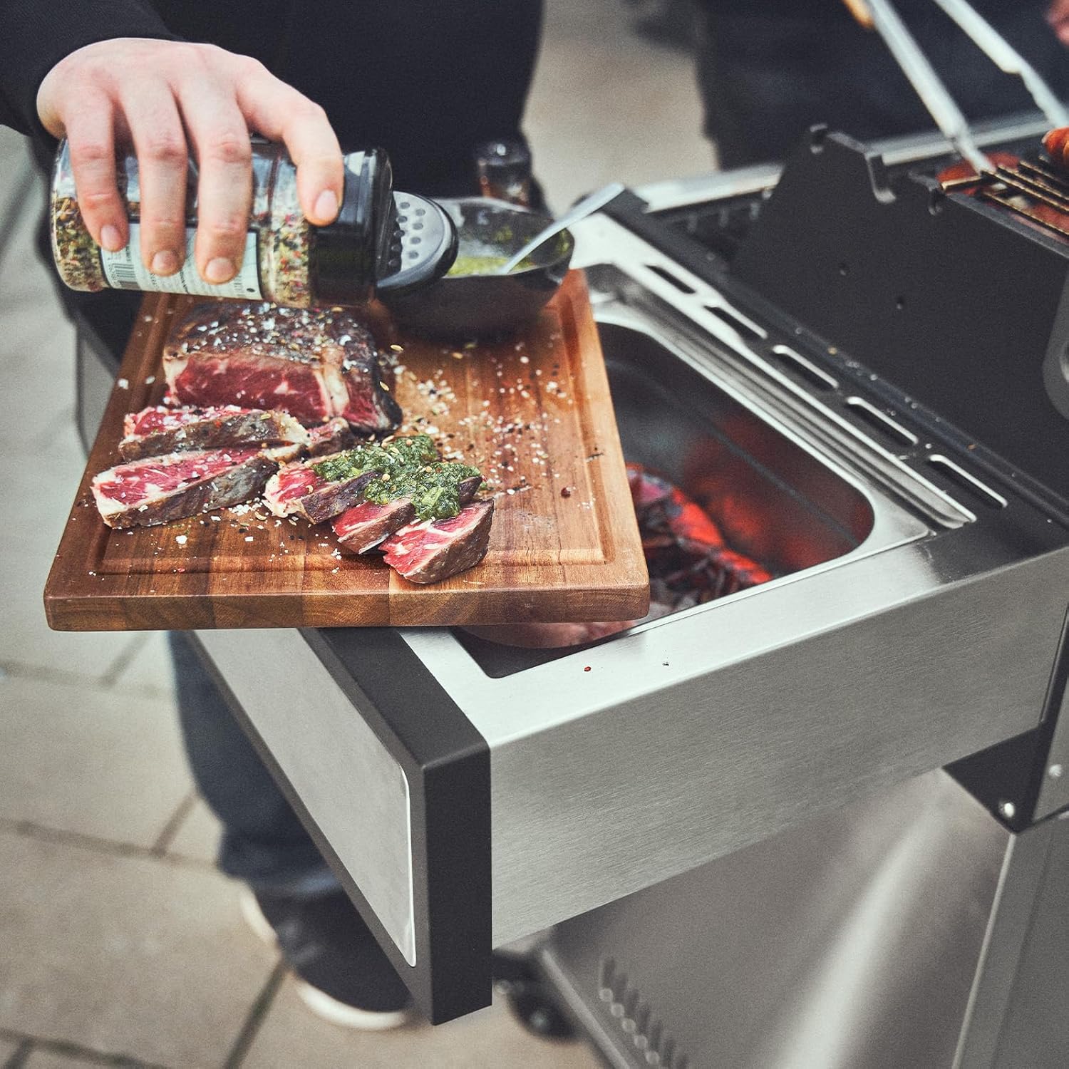 BURNHARD® 3-Brenner Gasgrill Edelstahl inkl. Heckbrenner, mit Gusseisen Grillrost & inkl. stabiler Abdeckhaube, Seitenkochfeld mit Infrarot Keramikbrenner - EARL