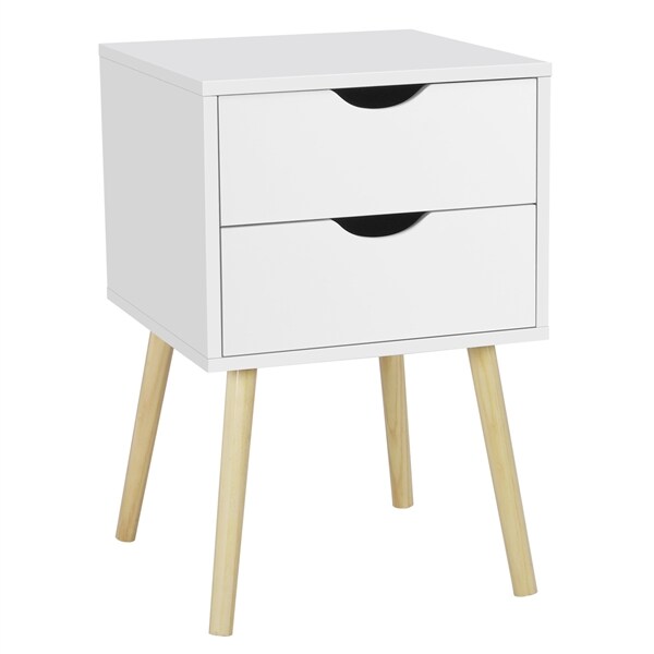 Yaheetech Nachttisch Nachtkommode Nachtschrank 2 Schubladen Beistelltisch Sofatisch mit Beinen, 40 x 40 x 61 cm