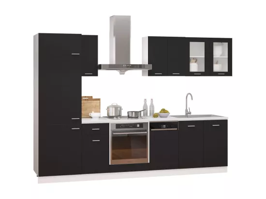 Ensemble de meubles de cuisine 8 pcs Noir Aggloméré