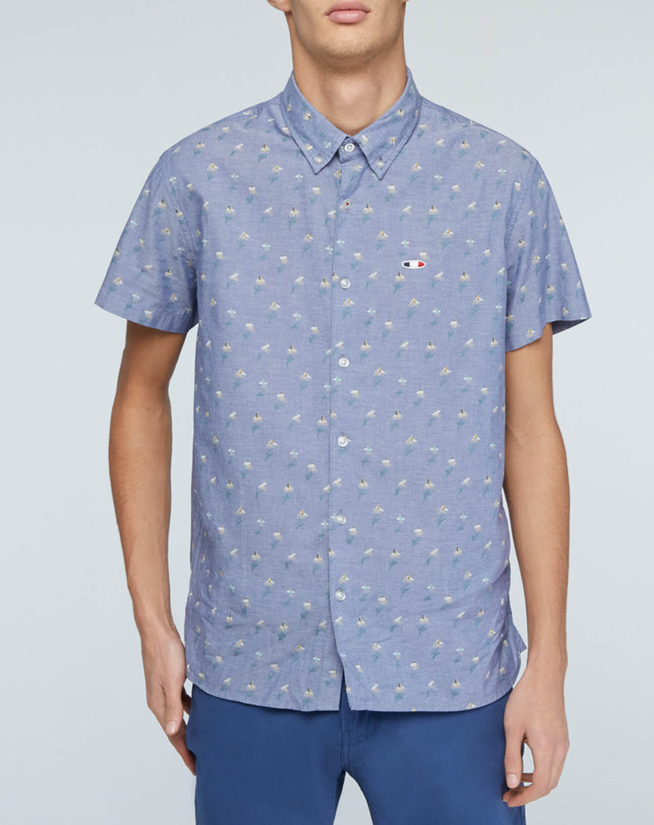 Oxbow Chemise droite Churchill imprimée vélo bleu grisé