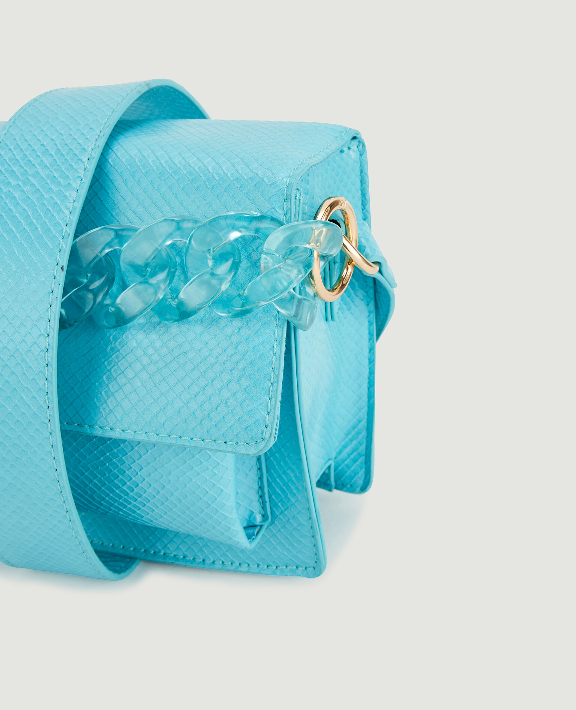 Sac boxy poignée chaînette - Bleu