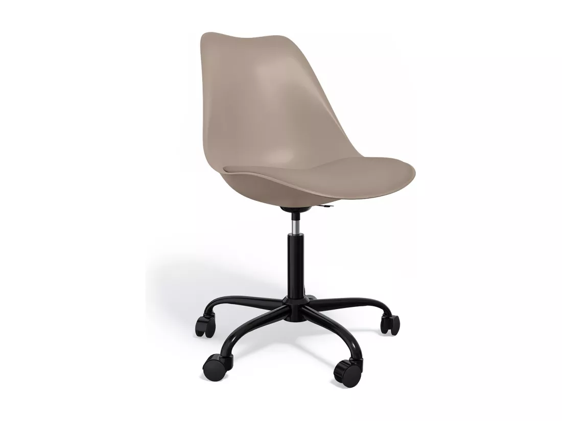 Chaise de bureau avec roulettes - Chaise de bureau pivotante - Structure noire Tulip Taupe