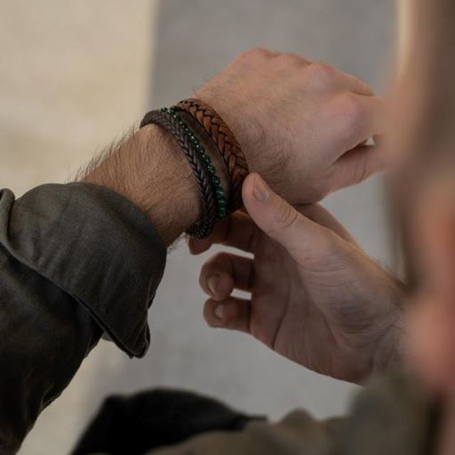 Son of Noa Flettet Læder Armbånd, Brun, 23 cm