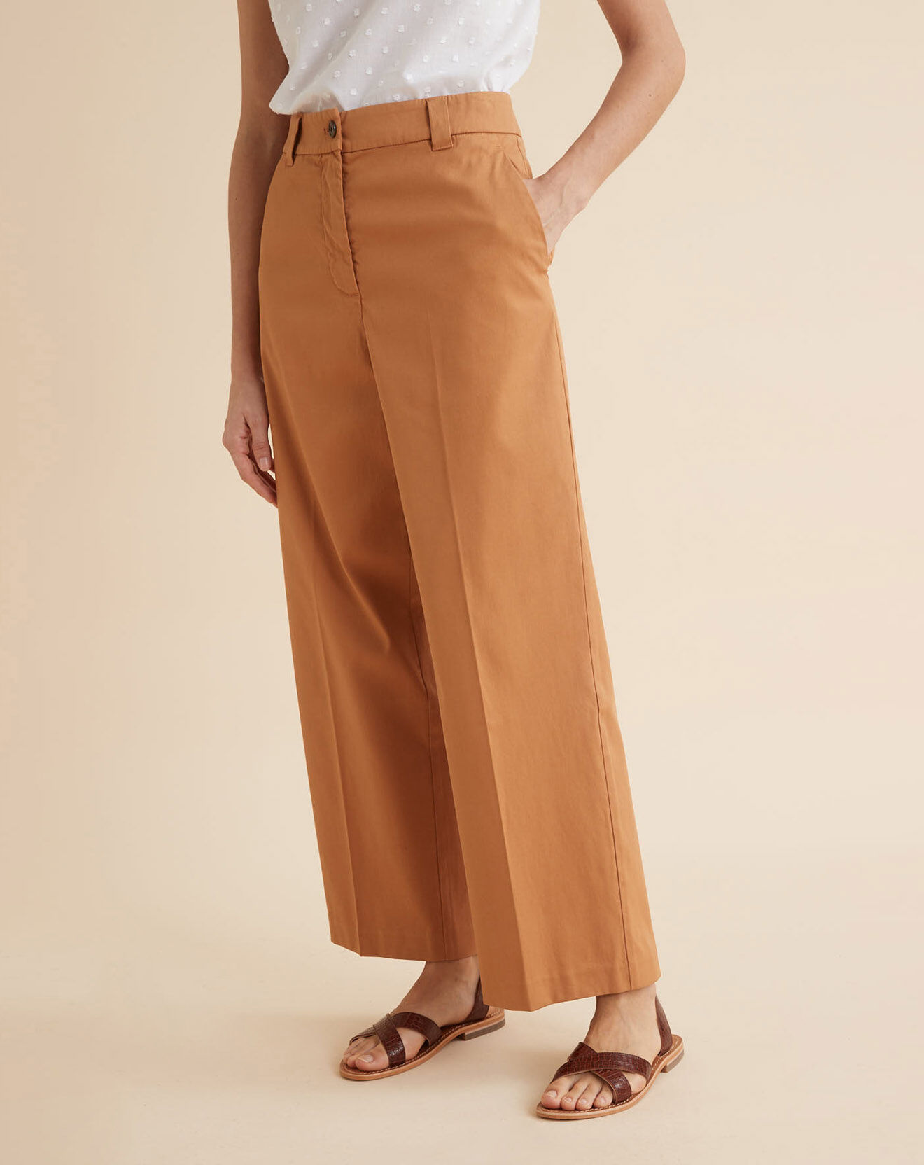 Cyrillus Pantalon large marron clair