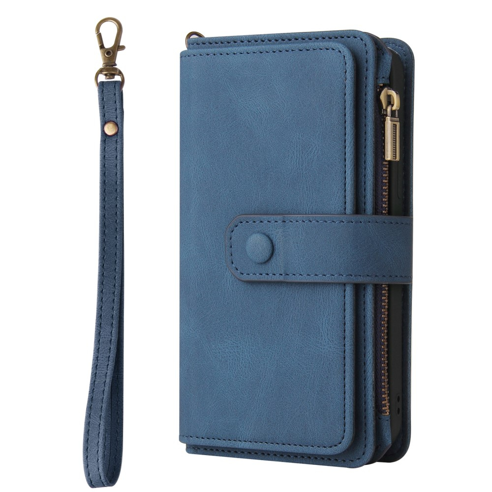 Samsung Galaxy S23 5G Leder Wallet Etui Tasche mit 15 Kartenfächern   Münzfach - Dunkelblau